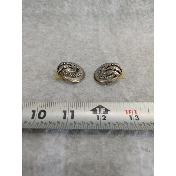 Vintage Silver Tone Premier USA Stud Earrings Circle Twisted Rope - Picture 5 of 6